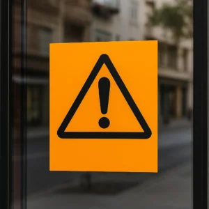 Ejemplo de uso de adhesivo brillante aplicado sobre superficie de vidrio