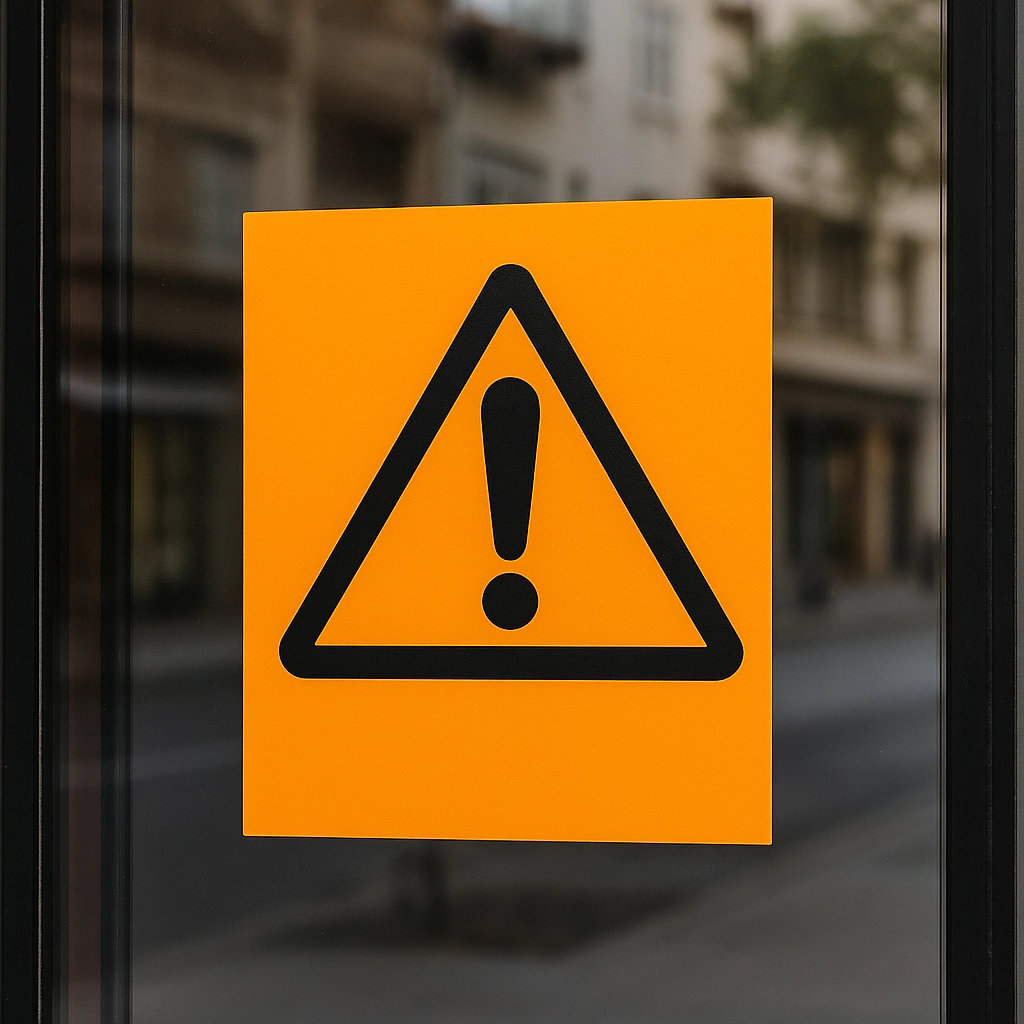 Ejemplo de uso de adhesivo brillante aplicado sobre superficie de vidrio